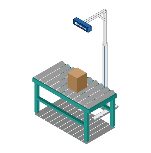 Package dimensioner integrated with an inline scale system