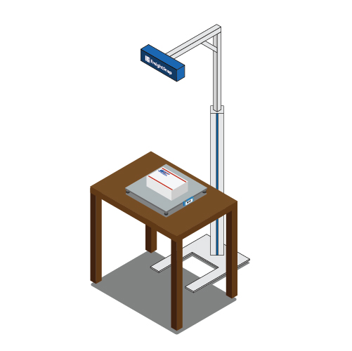 Package dimensioner integrated with a table scale